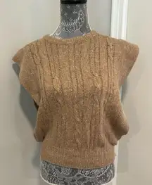 VTG 70s Women’s Sz: S The Silk Workshop Open Side Tan Pullover Cable Knit Vest.