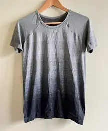 BROOKS SHORT SLEEVE CREWNECK TEE‎ SHIRT TOP GRAY BLACK WOMENS SIZE M ATHLETIC