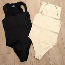 🆕 SheCurve L Large Tummy Control Square Neck Bodysuits Black Beige Bodysuit NEW