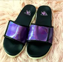 Dolls Kill YRU Purple Holographic Slides 💜