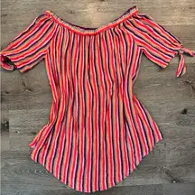 Rip Curl Off-Shoulder Striped Boho Festival Top Medium
