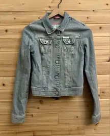Y2K Hollister Size Small Light Wash Stretchy Cotton Button Front Denim Jacket