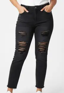 SHEIN CURVE Women’s Curvy Distressed Ripped Jeans