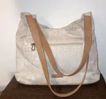 SAKROOTS Cream Off White Aztck Print Boho Shoulder Bag Hobo Purse