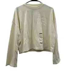 Nike Solid Cream Long Sleeve Cropped Oversized Pullover Sweatshirt Size‎ M NWT