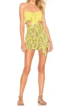 Agua Bendita x Revolve Addison Tie Belted Short in Yellow Floral