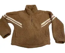 Abercrombie & fitch soft AF Sherpa Teddy quater zip pullover in camel Sz M