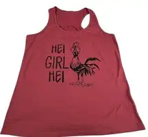 Hei Girl Hei Women Medium Racer Back Tank Rose Black Rooster Moana Novelty Shirt