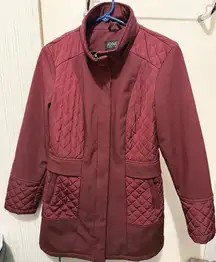 Jones New York Small Maroon Quilted Puffer Jacket