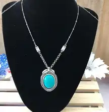 AEO Turquoise Stone Necklace Pendant Deco Chain