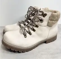 Cliffs by White Mountain Lace Up Boots Womens Size 8.5 Off White Knit Detail