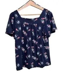 Lucky Brand  Floral‎ Square Neck Peasant Top Womens Size S Cotton Multicolor