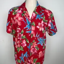Hawaii Aloha Kona Floral Blouse Size S Excellent