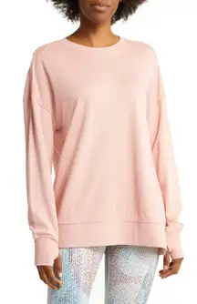 Sweaty Betty  Cotton After Class Longline Sweatshirt Pastel Pink Size Sm