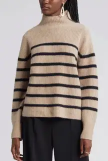 Nordstrom Women’s Stripe Cashmere Mock Neck Sweater Small