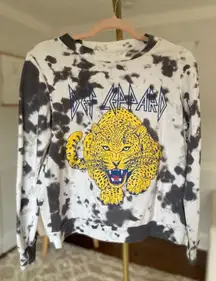 Anthropologie Def Leppard Graphic Pullover Sweatshirt Cropped Tie Dye Concert S