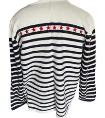 Denim &‎ Co. Striped Sweater with Red Star Accents 1X