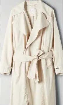 ARITZIA WILFRED Requiem Trench Coat S Cream Long Line Coat Oversized Tie