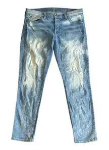 7‎ FAM Josefina Skinny Boyfriend Distressed Acid Wash Jeans Size 29 Mid Rise