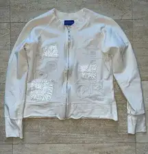 Cirque Du Soleil Jacket‎ 100% Cotton Full Zip Patch Embroidered Beige Size L