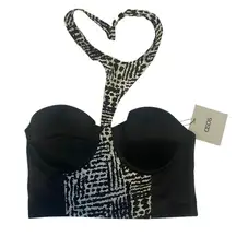 Asos NWT halter corset like bra top black white  size 4