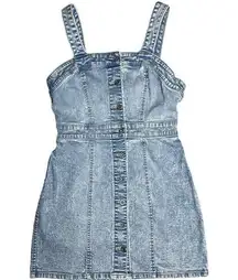 Vintage Arizona Jeans Button Up Denim Bodycon Sleeveless Mini Dress Size Medium