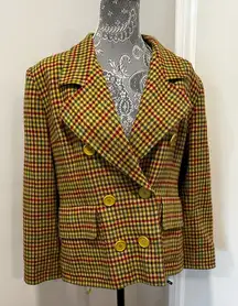 VTG 90’s GIVENCHY Couture Gold Silk Lurex Blazer. Size 44. Mustard Yellow.