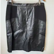 Chico's Faux Leather High Rise Knee Length Straight Pencil Skirt Black Sz 12-14