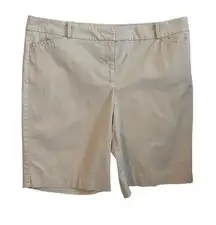 Talbots  Women Chino Shorts 16 Beige Long Bermuda Casual Classic Comfort Coastal