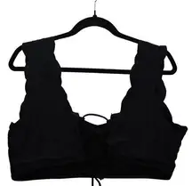 Shein Black Lace-Up Swim Crop Top 3XL