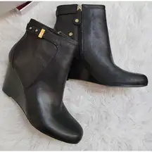 Isaac Mizrahi Size 8.5 VICKY Leather Wedge Ankle Booties New