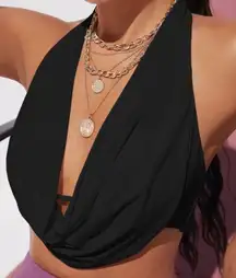 Draped Front Tie Backless Halter Top