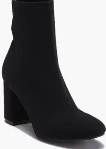 MIA Stretch Boots Size 9 Black Block Heel Ankle Booties Pull On Style NEW