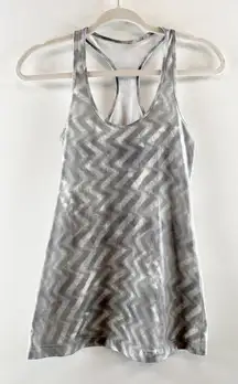 Lululemon Cool Racerback Fitted Tank Top Gray White Small