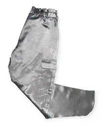 Ramy Brook | XS | Metallic Silver Satin Cargo Pocket Trouser Allyn Pant Revolve