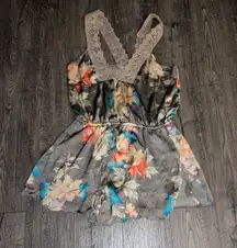 E by Eloise Anthropologie Floral Sleeveless Romper