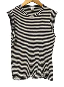 Max Mara Navy White Striped Sleeveless Tank Top Size L Nautical Coastal Chic
