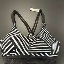 Victoria Secret Sports Bra Black & White Stripe
