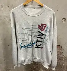 Vintage 1990s Gray Siouxland Iowa Nebraska S. Dakota News Channel Promo Crewneck