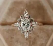 Gorgeous Vintage Cluster Ring, Oval, Marquise & Round Cut New size 9 women’s