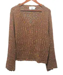 Judith‎ March Women Sweater M Brown Multicolor Popcorn Knit Boho Retro Y2K Indie