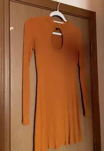 Orange Keyhole Mini Dress