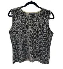 Vintage‎ SML Design leopard print cotton sleeveless sweater top size M
