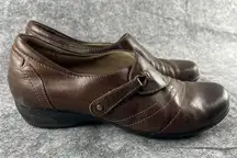 Dansko Womens Brown Franny Loafer Slip On Shoes Burnished Leather Adjustable 38