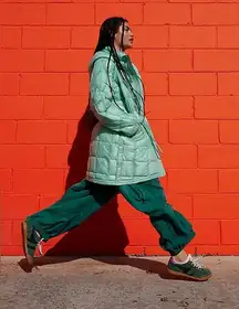 NWT Free People Movement Patricia Packable Puffer In Misty Green