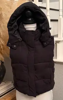 CI Sono Black Hooded Puffer Cropped Vest Jacket Size Medium