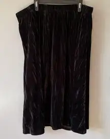 Woman Within Black Velvet Pull On Midi Skirt Plus Size 26/28 2X Pockets