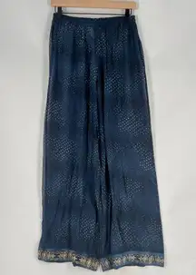 Gotttex Sheer‎ Chiffon Polka Dot Metallic Trim Hems Wide Leg Pull-On Pants