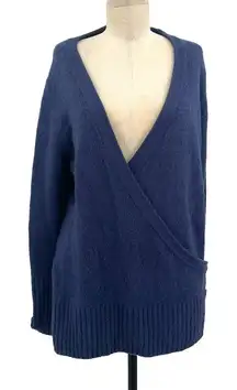 Ugg Blue Acrylic Blend Wrap‎ Button Long Sleeve Sweater Size Large