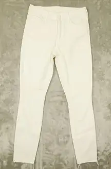 Mother The Looker Ankle Fray White Jeans Mid Rise GLASS SLIPPER size‎ 26